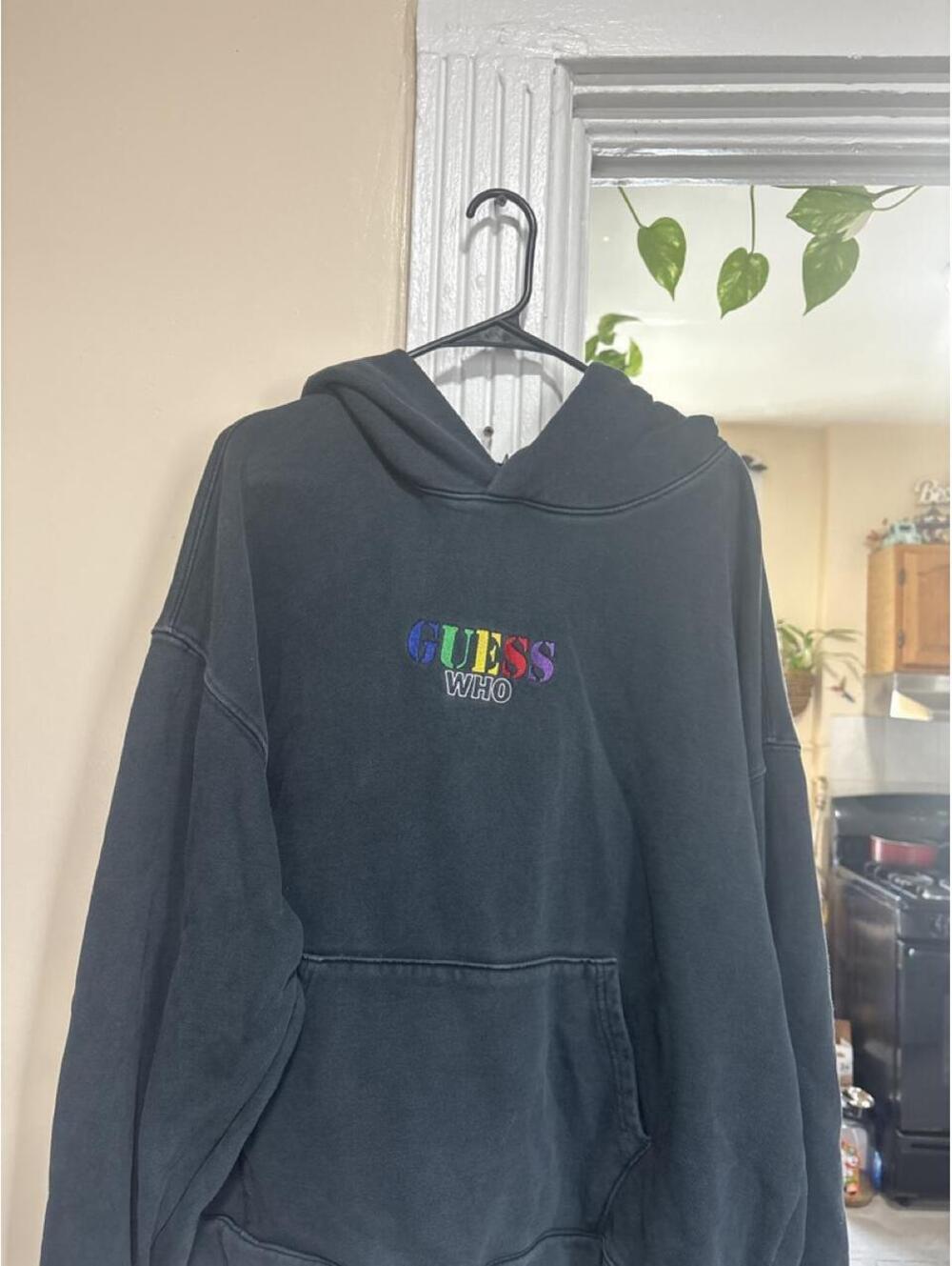 Guess Men's Black and Grey Hoody
